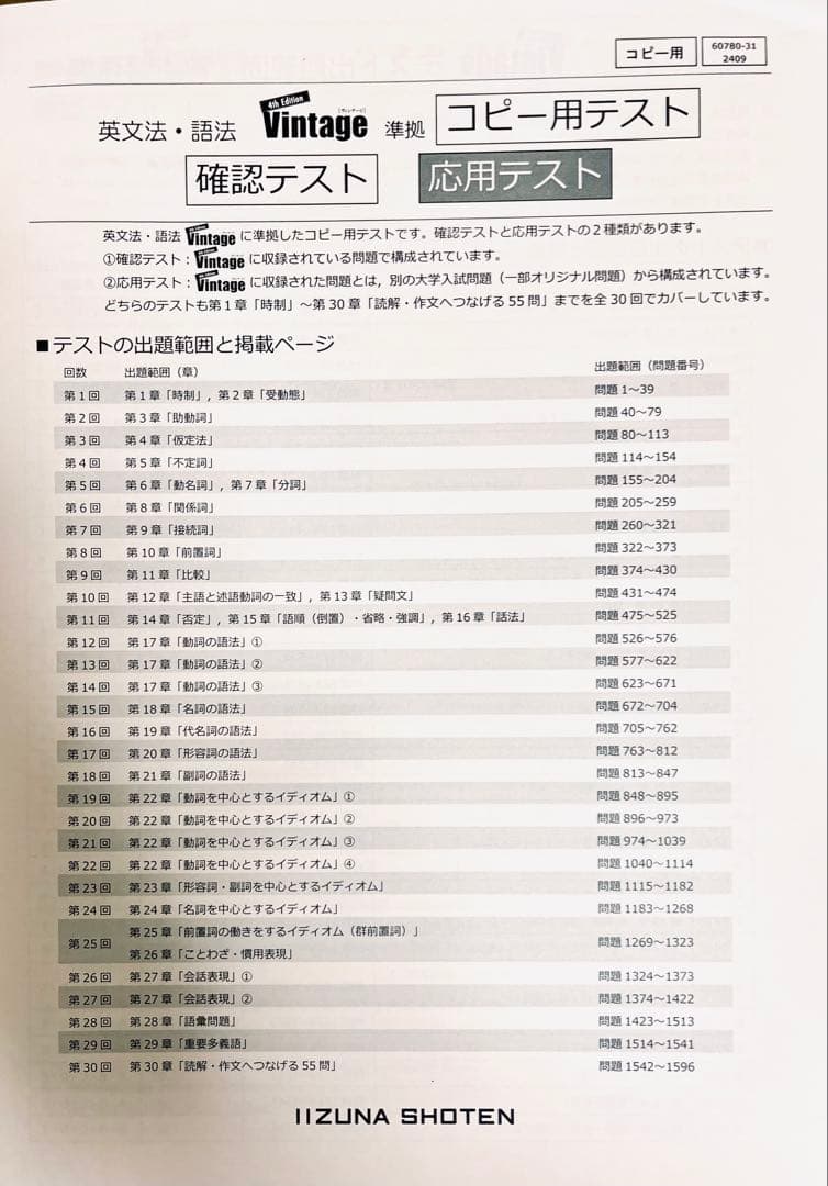 いいずな書店 Vintage 4th edition 確認・応用テスト データ付