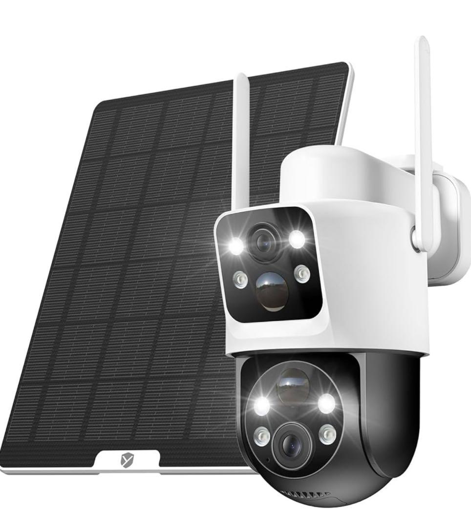 【両監視画面 & 360°死角なし監視】 防犯カメラ 屋外 ソーラー