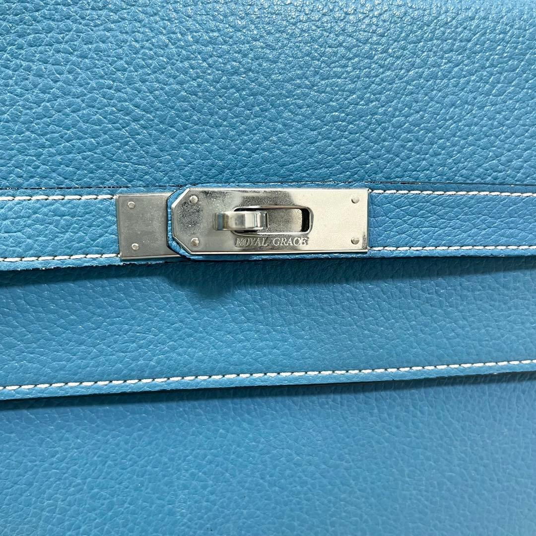  GRACE PARIS 青 レザービジネスバッグ