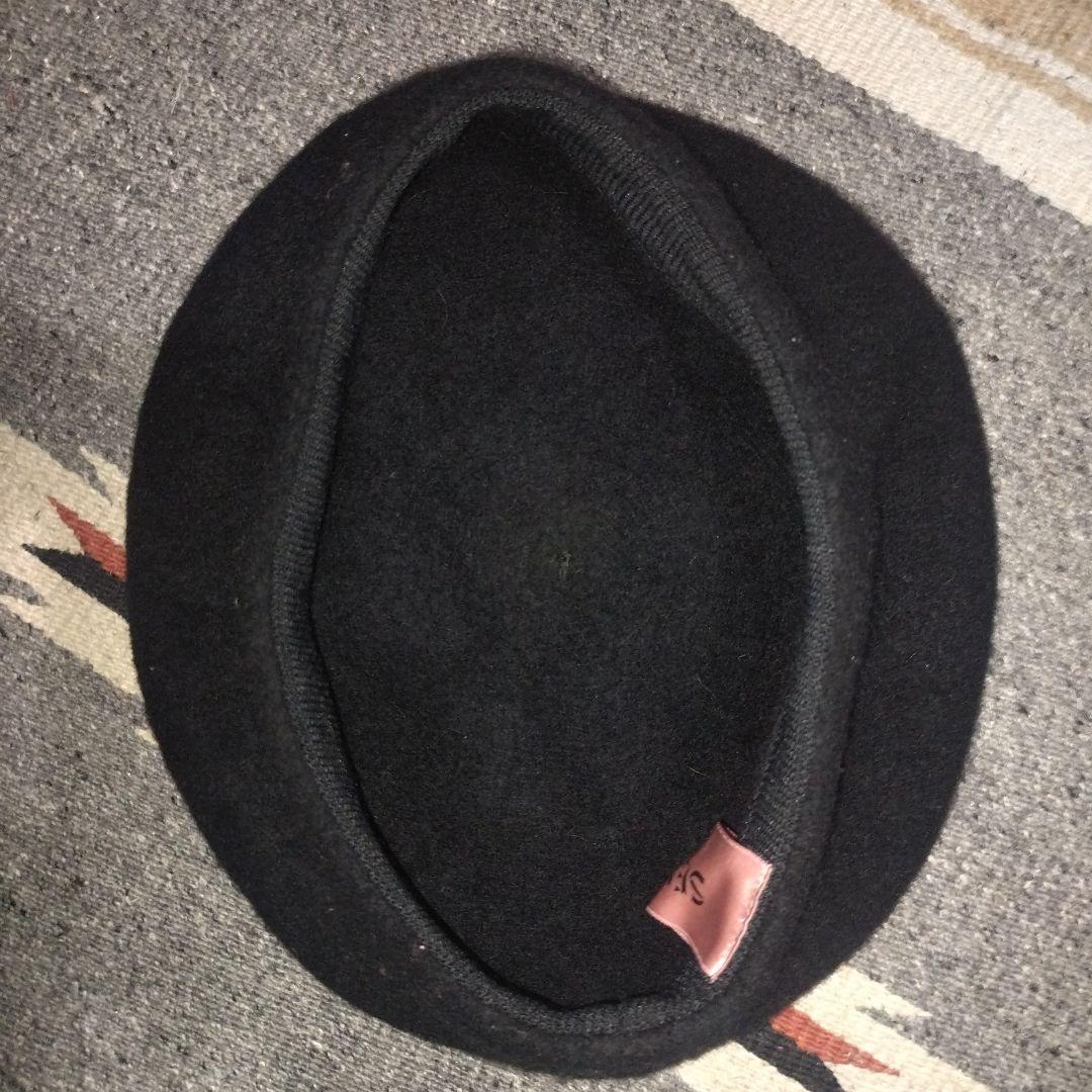 チ*ョ様 鶴デザイン ベレー帽 黒　SEXTET IMP.
