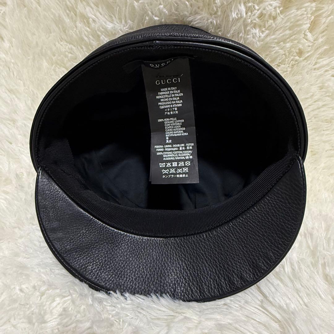 GUCCI グッチ レザー キャスケット ブラック 354366 黒 本革