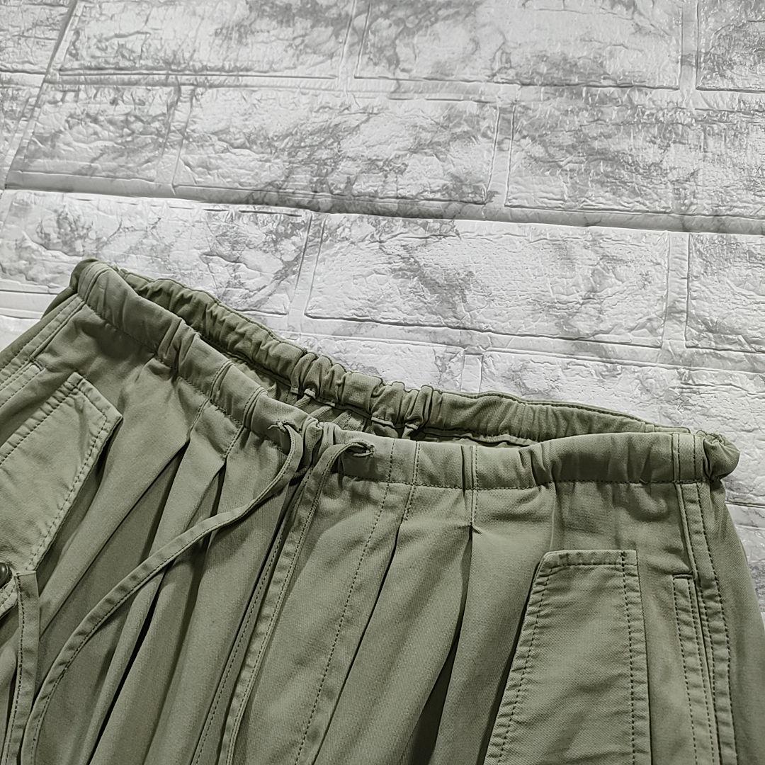 TICCA コットンカーゴパンツ カーキ ドローコード ミリタリーパンツ ワイド