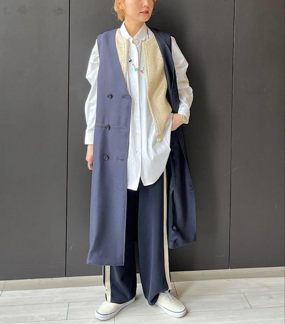 新品SHIPS Primary Navy Labelコットンビッグワイズシャツ