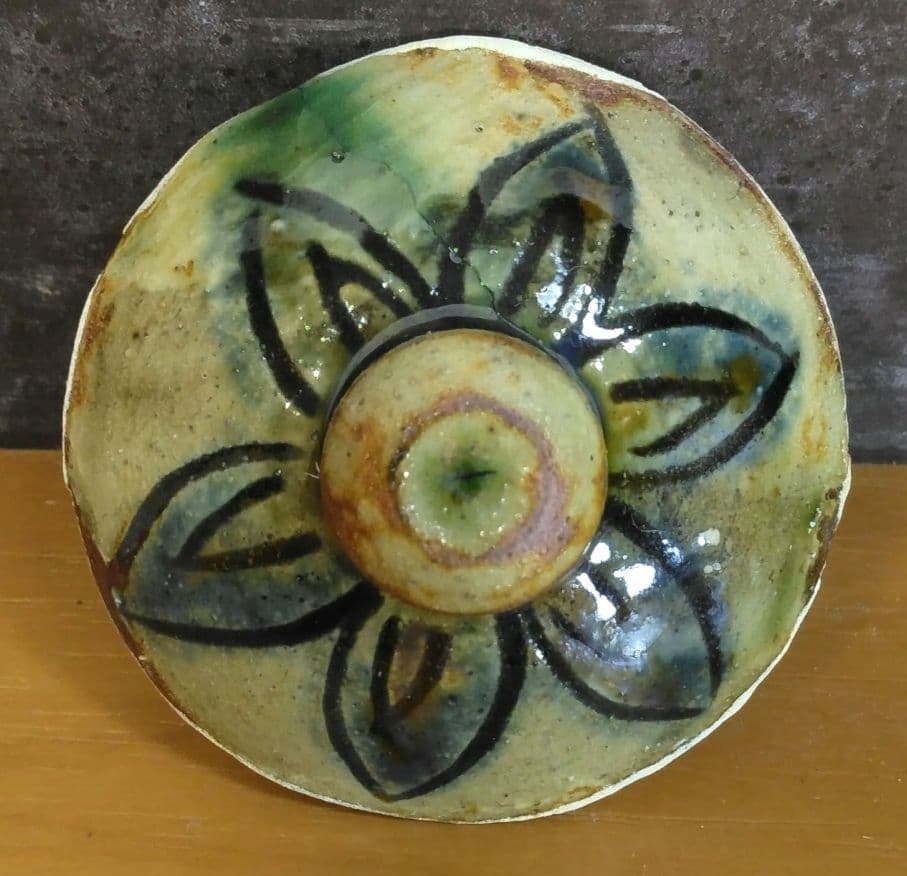 人間国宝 金城次郎 盒子(蓋物,香合）栞 共箱 美品 やちむん 壺屋焼 壷屋焼