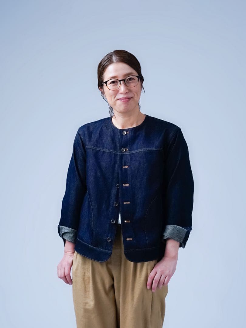wafu. / ワフリネン ❤︎ リネンデニムノーカラージャケット ❤︎ 試着のみ♪