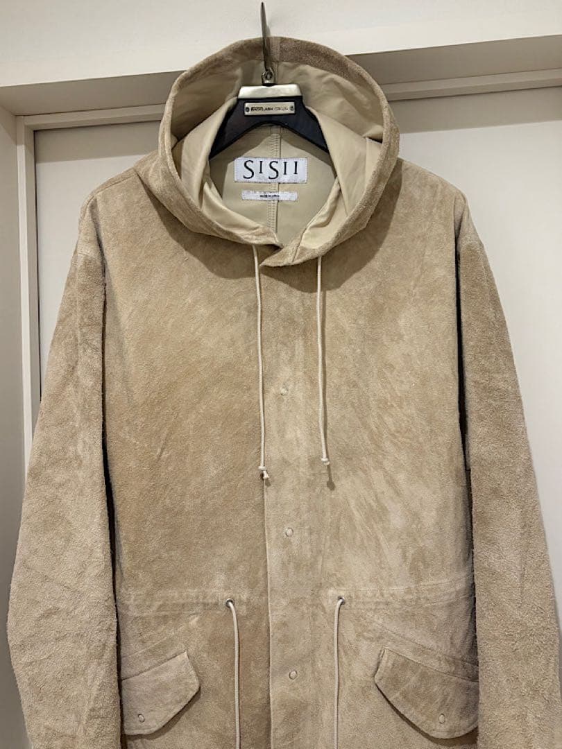 良品SISIIシシ23FW定価12万円レザースノーパーカーコートL