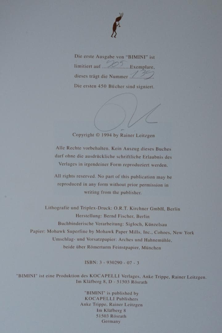 【Rainer Leitzgen:Bimini】署名入り★★大幅に値下げしました