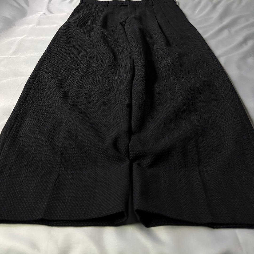 00s old 織柄 ダークグレー ツータック ウール ワイドスラックス