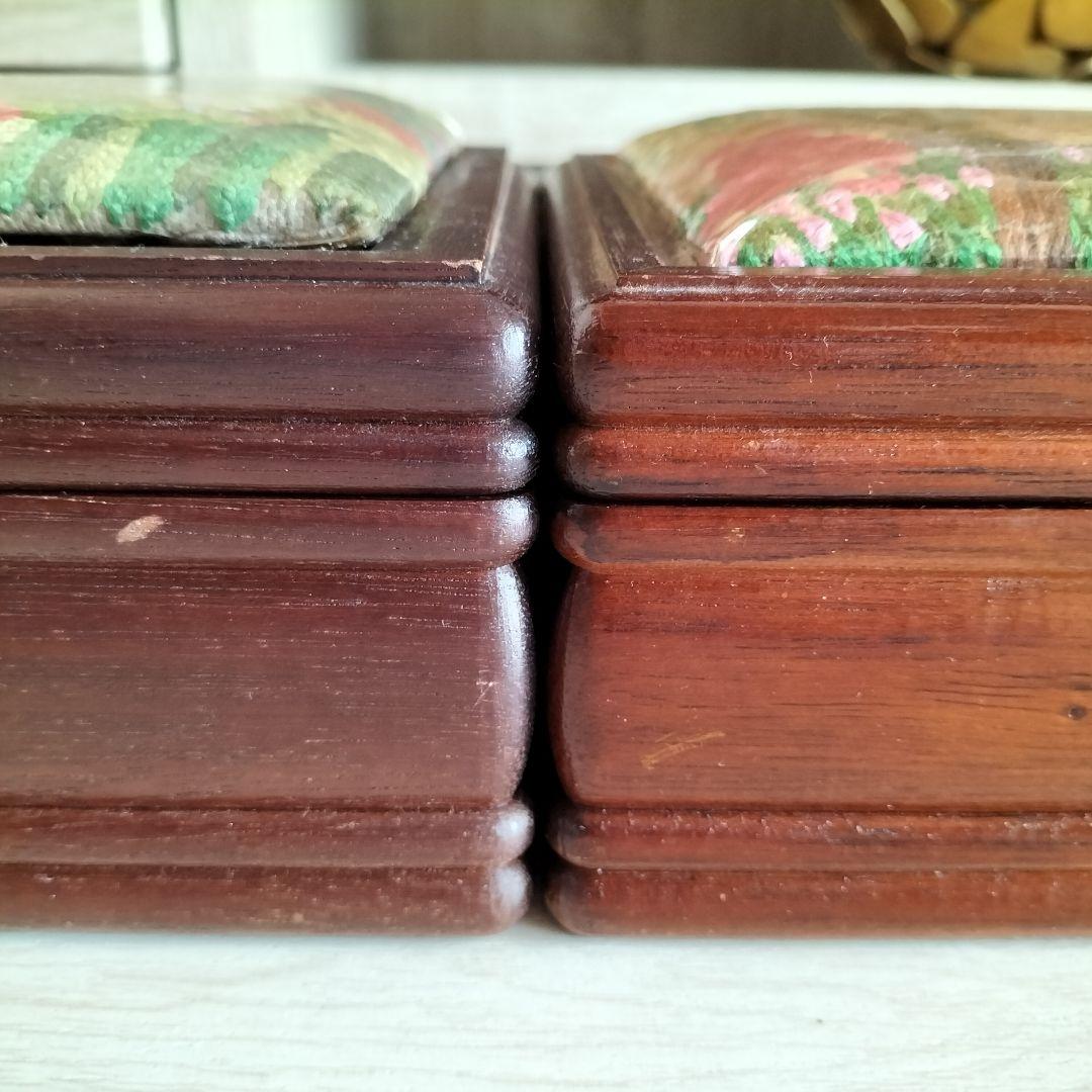 刺繍　アクセサリー木製ボックス 2個