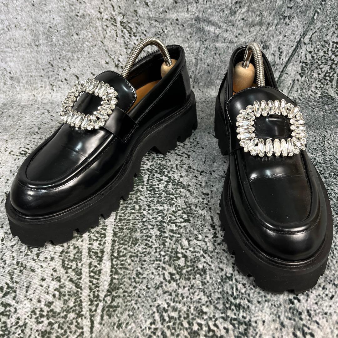 美品 ファビオルスコーニ ローファー ビジュー ブラック 厚底