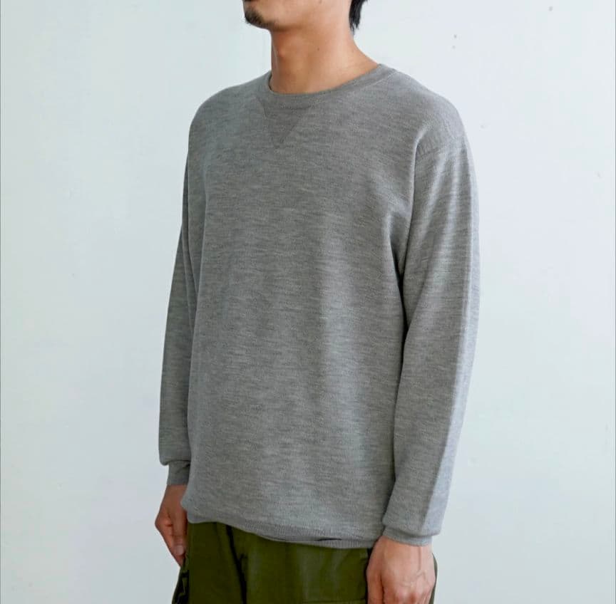 ジョンスメドレー 日本別注 30G Vガゼット クルーネックニット メリノウール