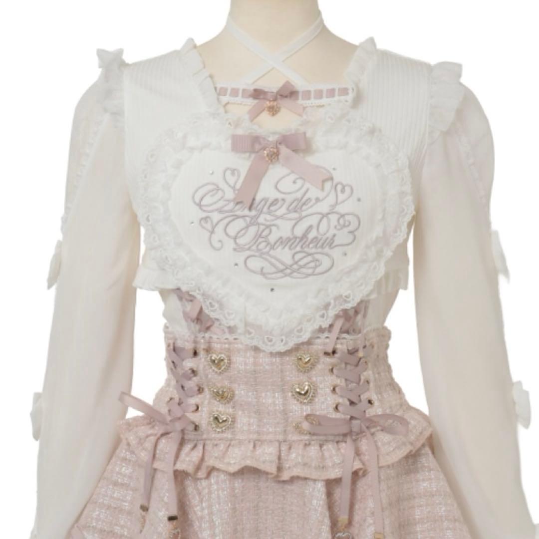 フリルハートリボンスリーブトップス　LIZLISA ピンク