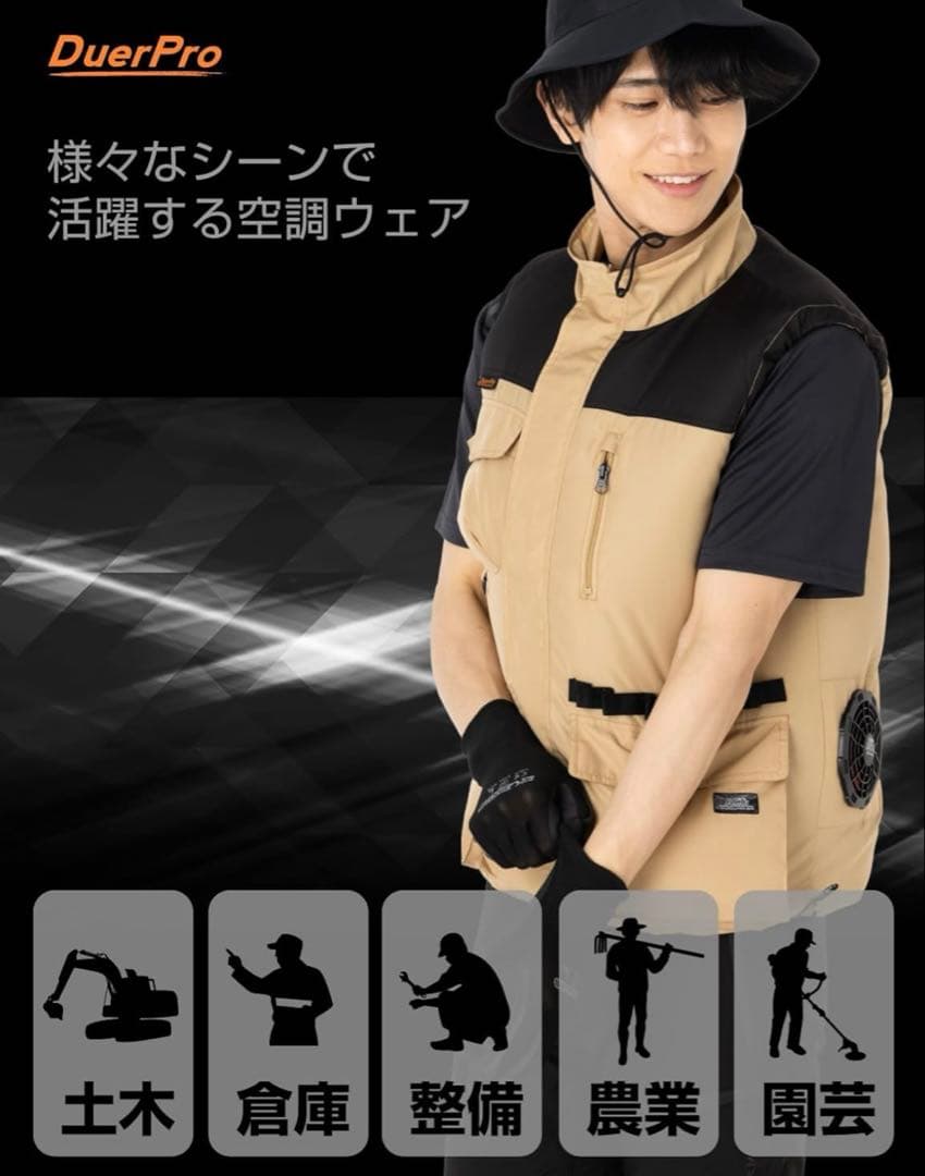 LLサイズ ファンウェア フルセット ファン バッテリー付き キャメル ベスト