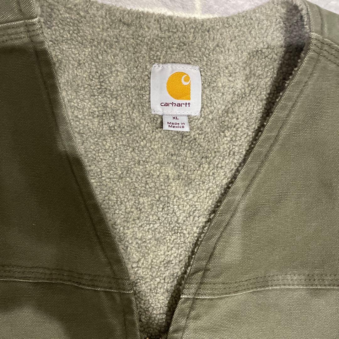 Carhartt ダックベスト フリースライナー XL カーハート モス　カーキ