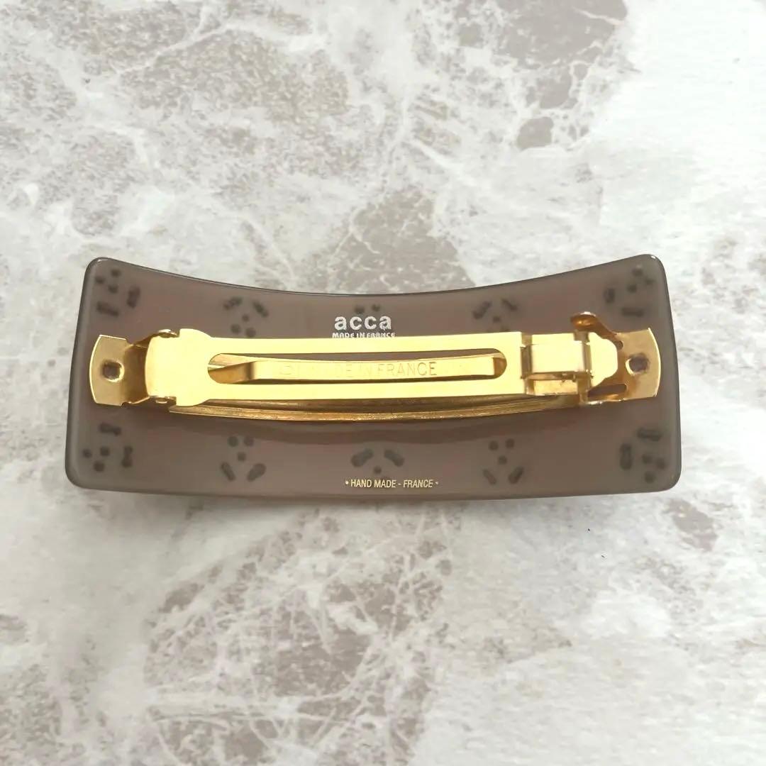 美品　acca アッカ　バレッタ　フランス製　ストーン　花　髪留め　ヘアアクセ