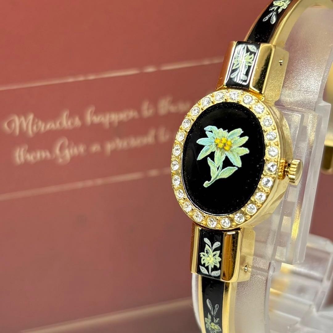 稼働品☆アンドレムッシュ バングルウォッチ クォーツ腕時計 スイス製 ネイビー