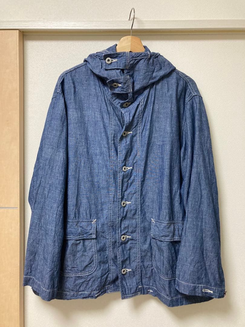 ポストオーバーオールズ　シャンブレーネイビーパーカーL サンプル品