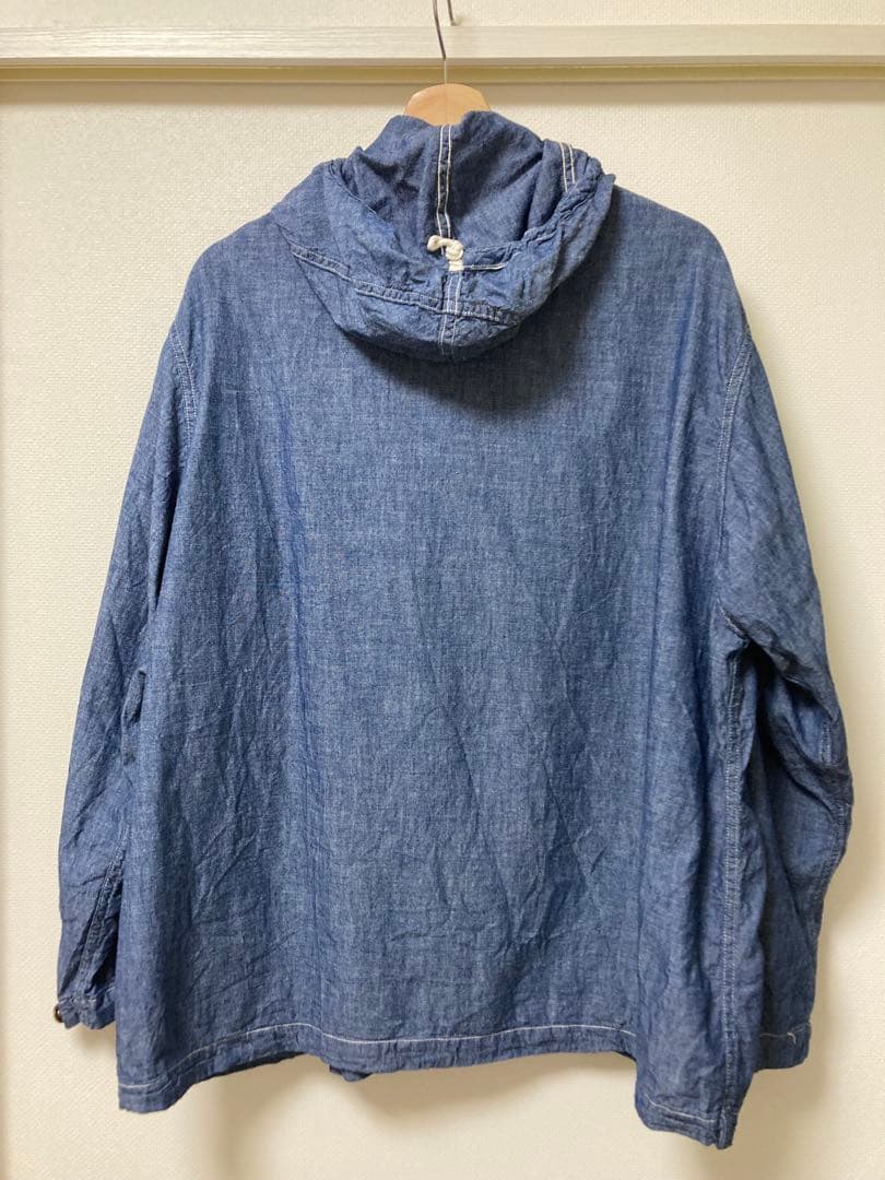ポストオーバーオールズ　シャンブレーネイビーパーカーL サンプル品