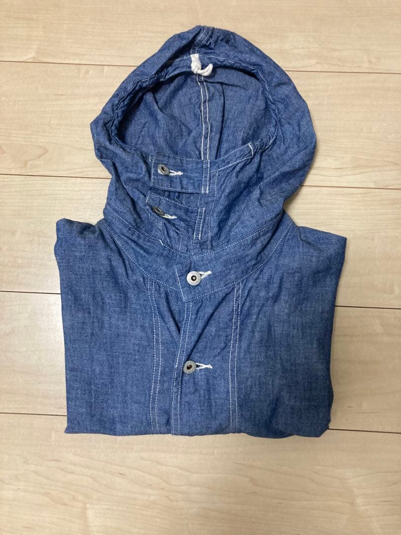 ポストオーバーオールズ　シャンブレーネイビーパーカーL サンプル品