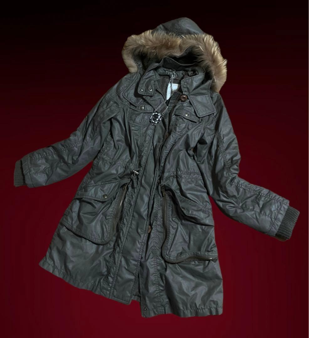 y2kファーモッズ平成ギャルカーキNANAロックフェアリーグランジ古着トレンド