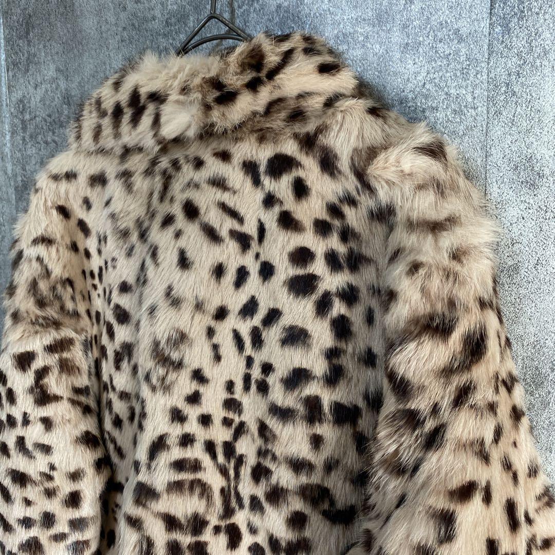 ラビットファー100% ヒョウ柄 ファーコート ダブルスタンダード 高級アウター