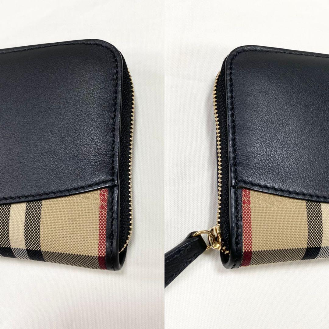 未使用品✨バーバリー 長財布 ラウンドファスナー ノバチェック レザー ブラック