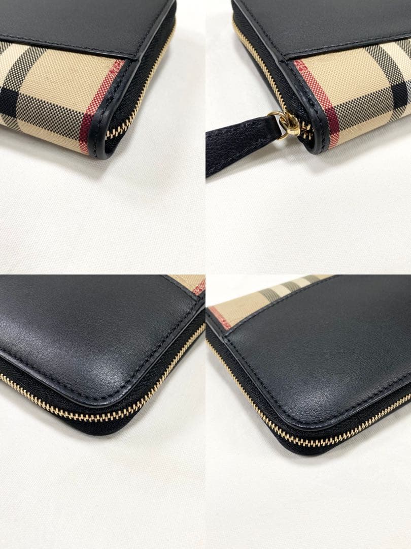 未使用品✨バーバリー 長財布 ラウンドファスナー ノバチェック レザー ブラック