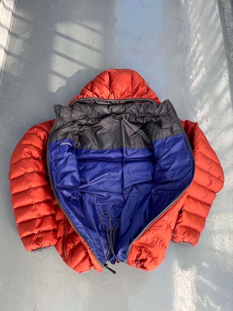 down puffer y2kオレンジ フード付き ダウンジャケット