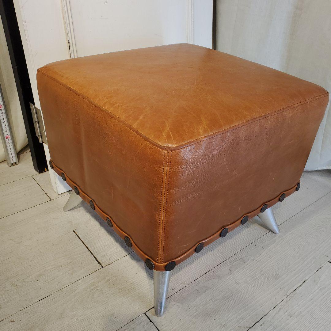 ヴィンテージレザー　アンティークスツール　オットマン　本皮