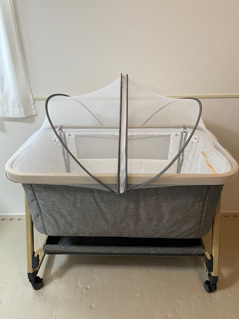 Maydolly ベビーベッド グレー キャスター付きHZDMJ