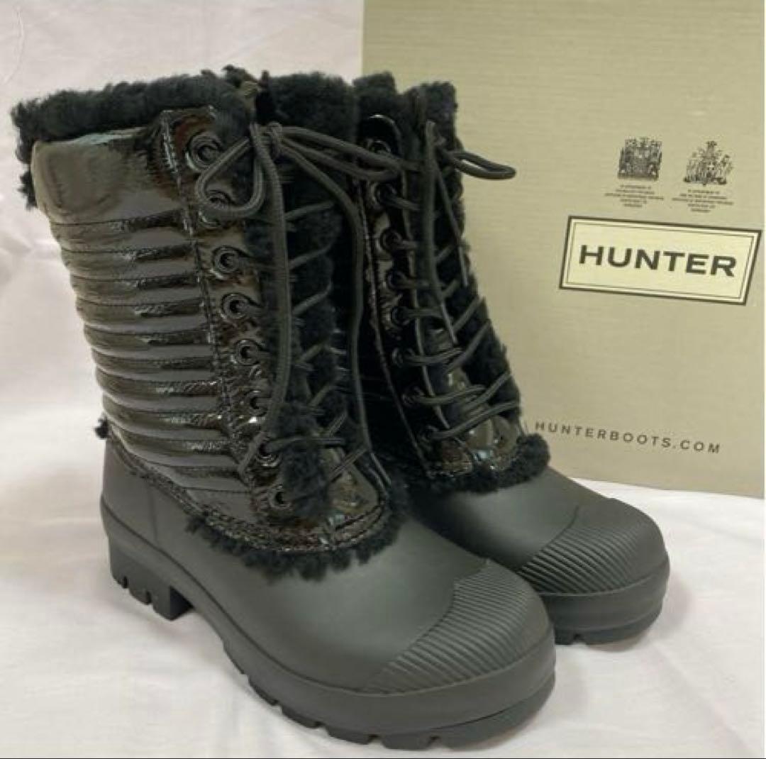 HUNTER ハンター ブーツ スノーブーツ 黒 パテント UK4
