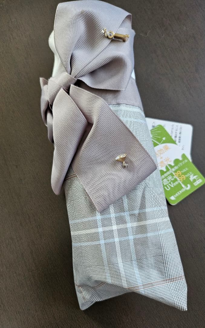 新品タグ付☆ランバンオンブルー☆リボン晴雨兼用折り畳み日傘