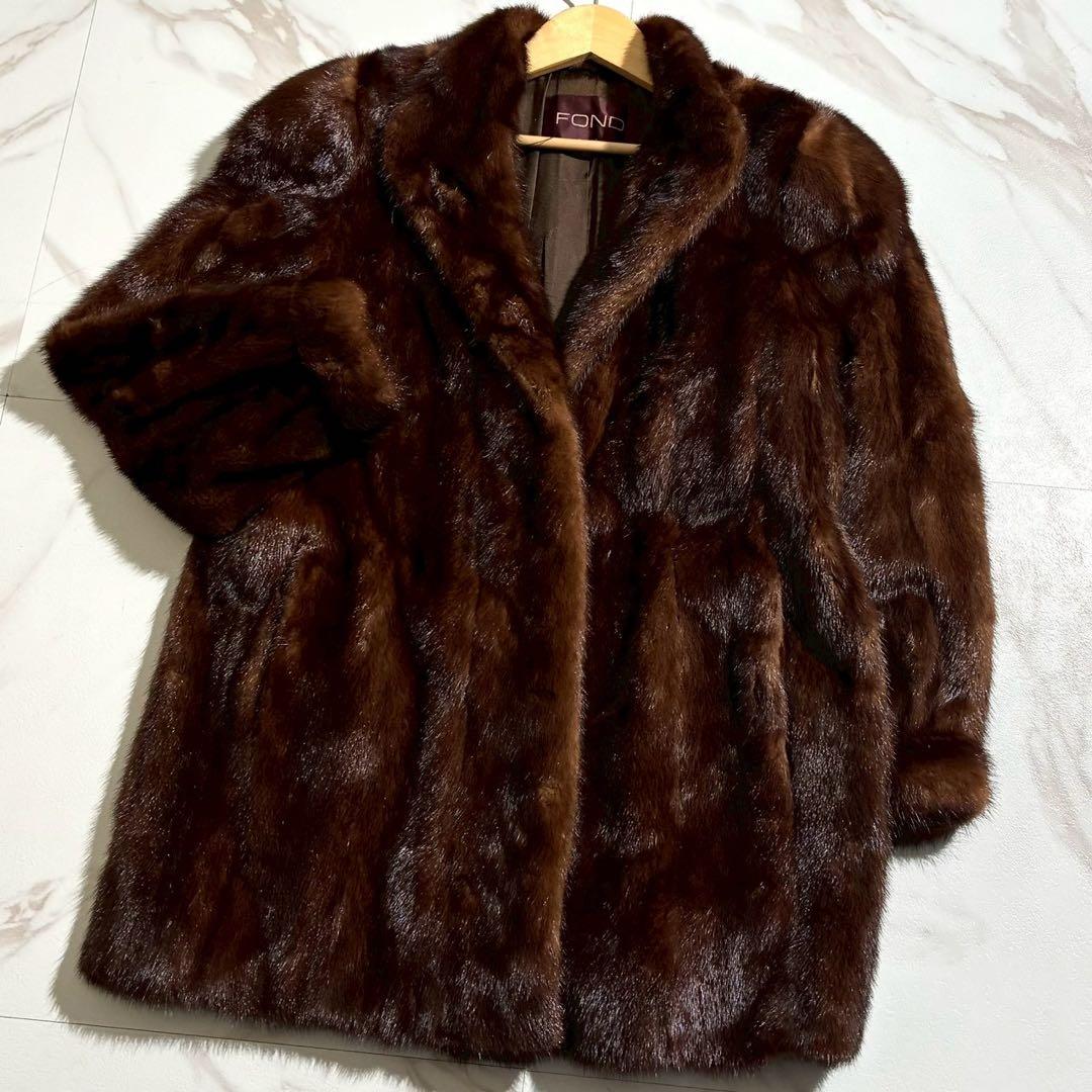 【サイズ11】デミバフミンク ファー コート ジャケット 毛皮 ゆったり