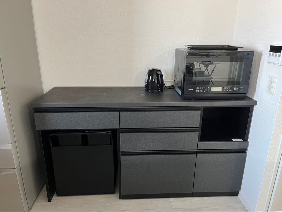 ニトリ　食器棚　ブラック　もっぱ