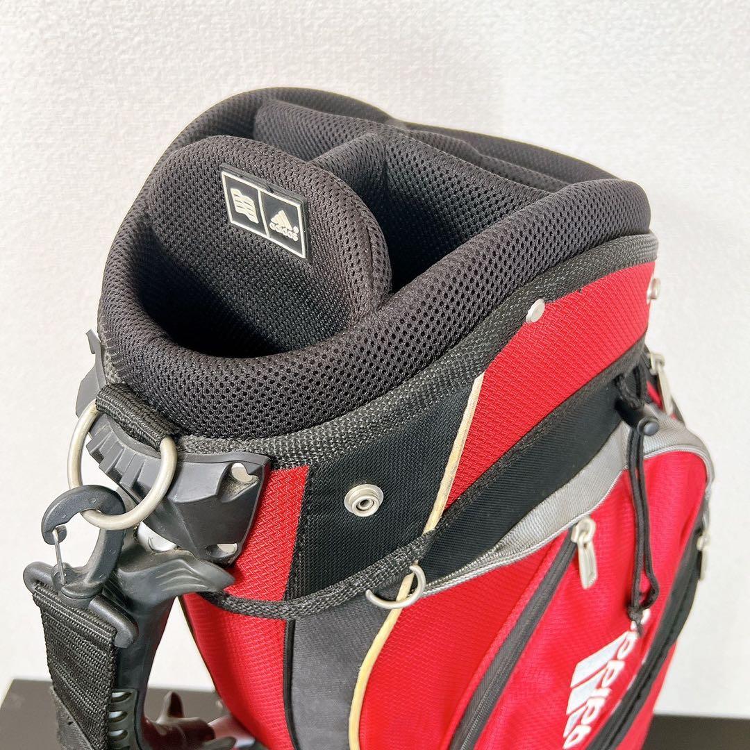 アディダス ゴルフ キャディバッグ 9型 6分割 レッド ブラック フードカバー