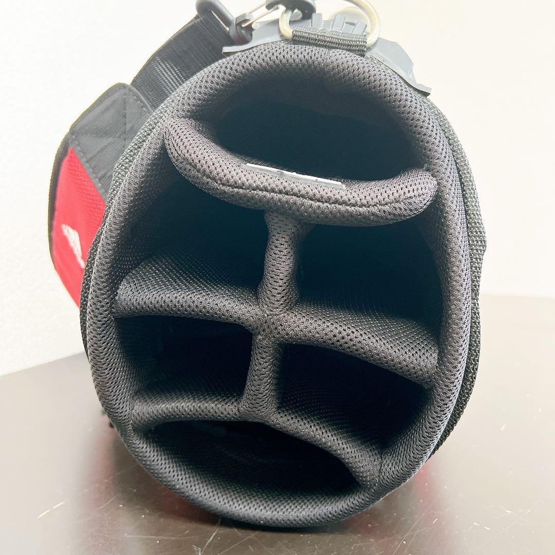 アディダス ゴルフ キャディバッグ 9型 6分割 レッド ブラック フードカバー