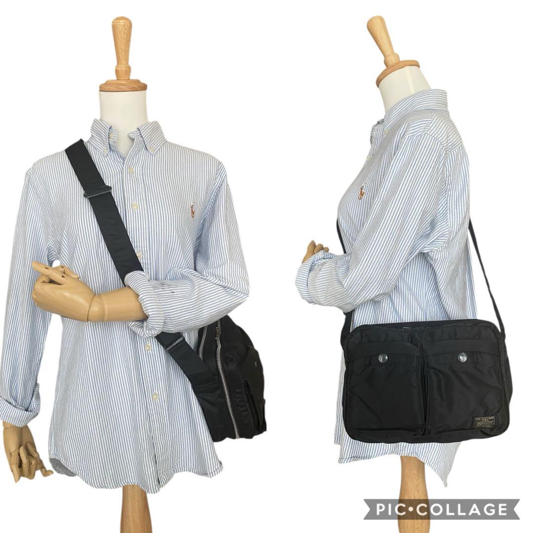 美品　ポーター　タンカー　ショルダーバッグ　ダブルジップ　ブラック　二層