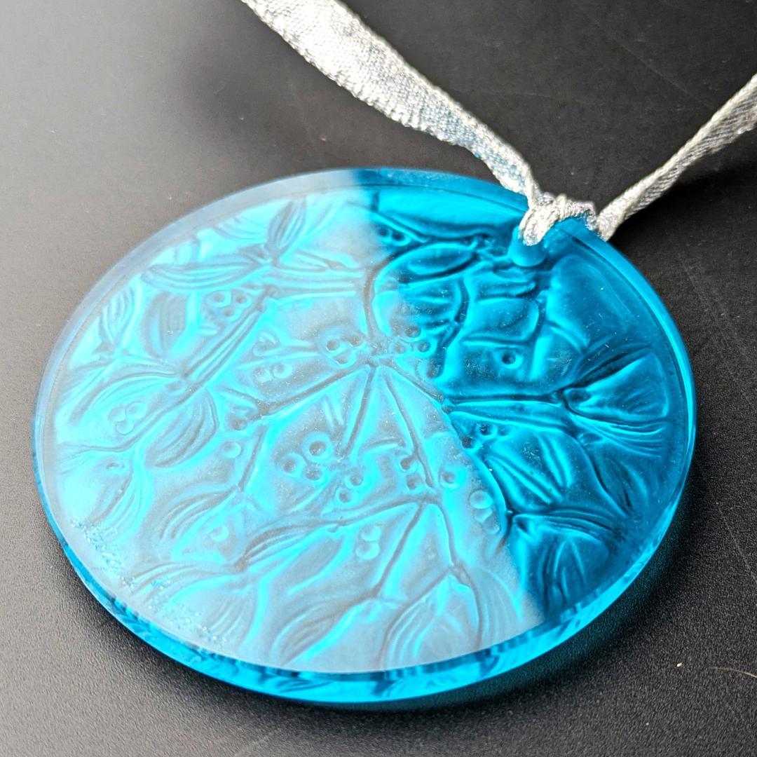 鮮烈ターコイズ★ラリック ヤドリギ ペンダント オーナメント 美品 フランス