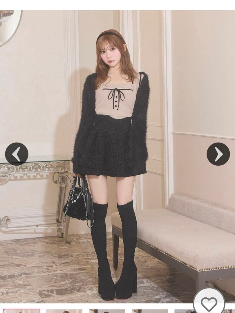 ミシェルマカロン ファンシーツイード美脚スカート 黒 Mサイズ