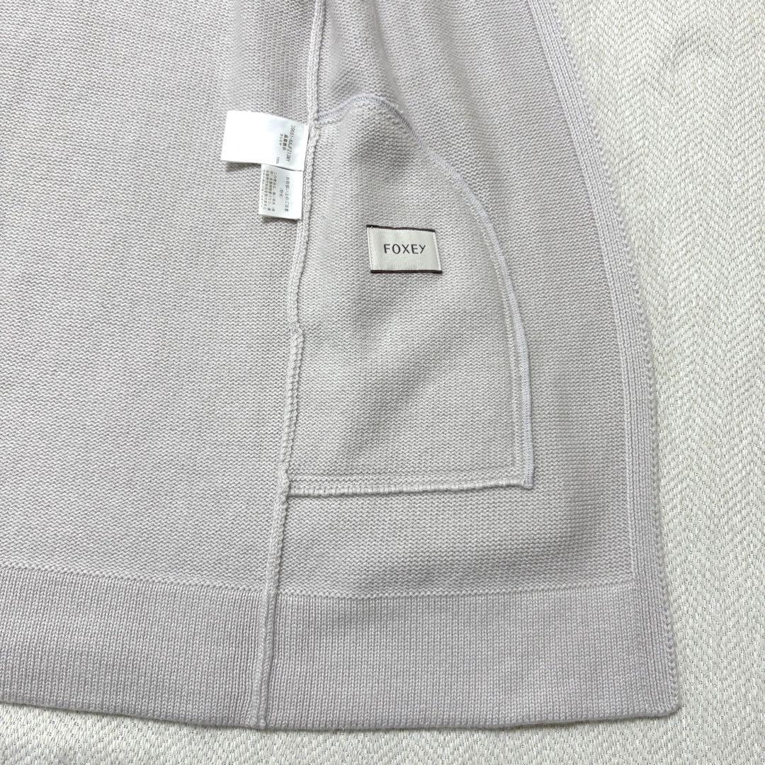 FOXEY フォクシー フード付 ロングカーディガン カシミヤ100% グレー