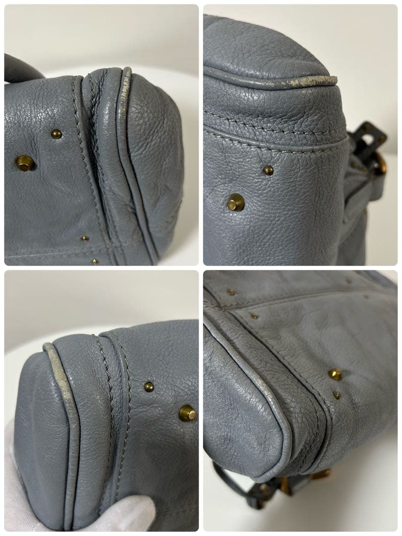 Chloe クロエ パディントン 2wayハンドバッグ 南京錠 ブルーグレー