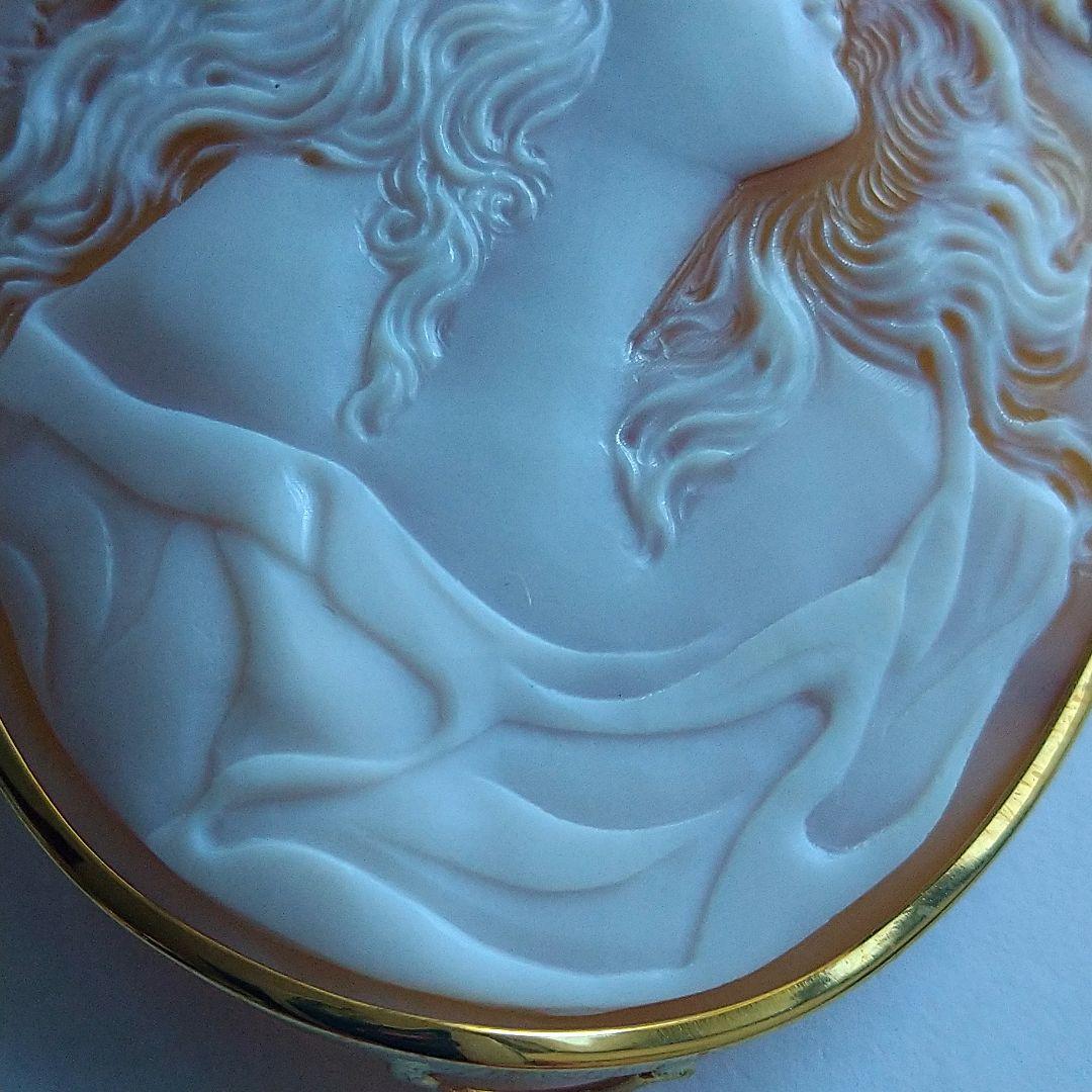 Ali✤作家ものシェルカメオ✤18K『風にふかれて』2ways