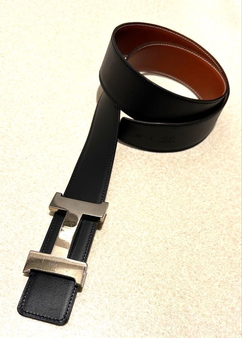 ❤エルメス　H型シルバーバックル　 リバーシブルベルト85 幅4センチ美品❤