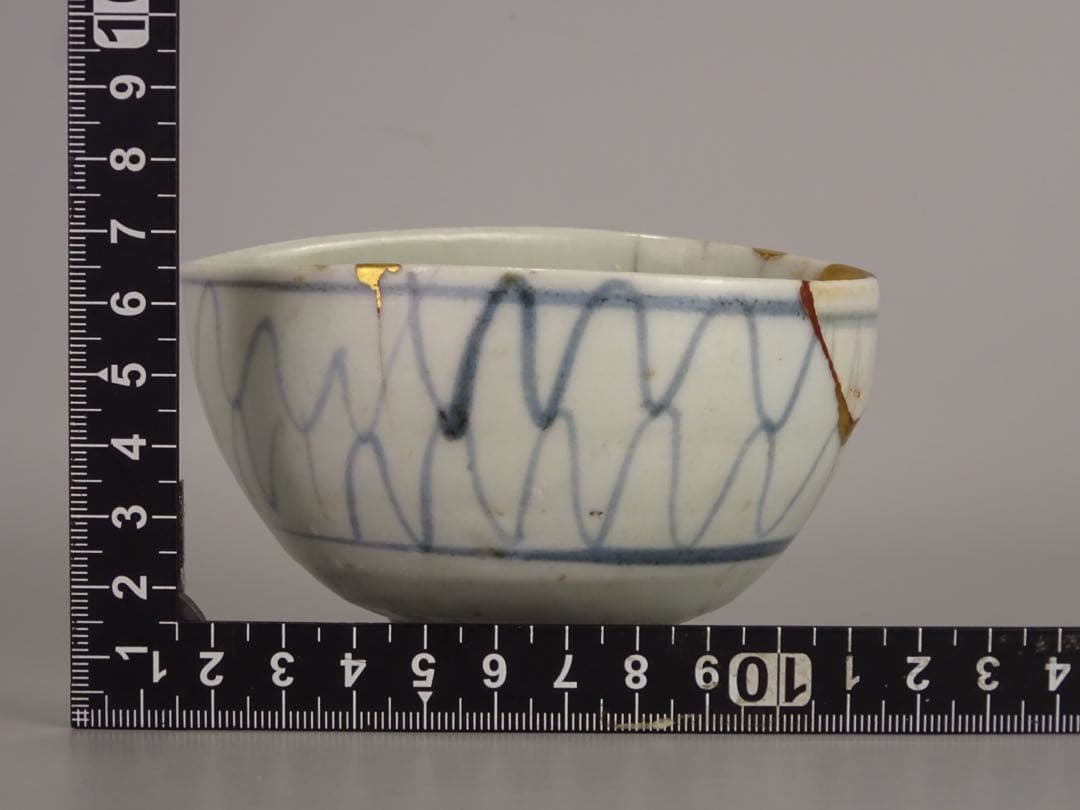 江戸時代　前期　初期伊万里　染付　網手　小碗　箱付　茶碗　酒器　片口としても