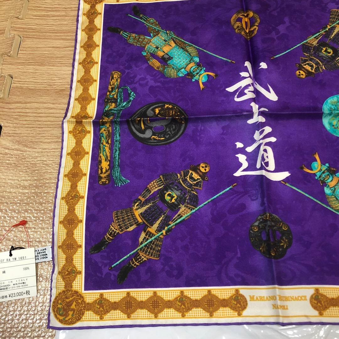 【東インド会社未使用LH NAPOLI シルクミニスカーフ武士道パープル系