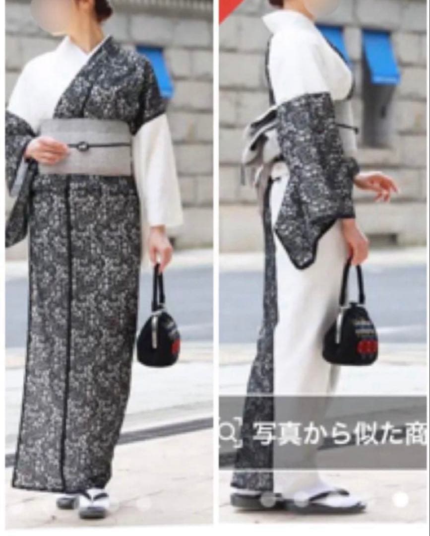 片身替え　着物　浴衣　お仕立て　チェックとデニム