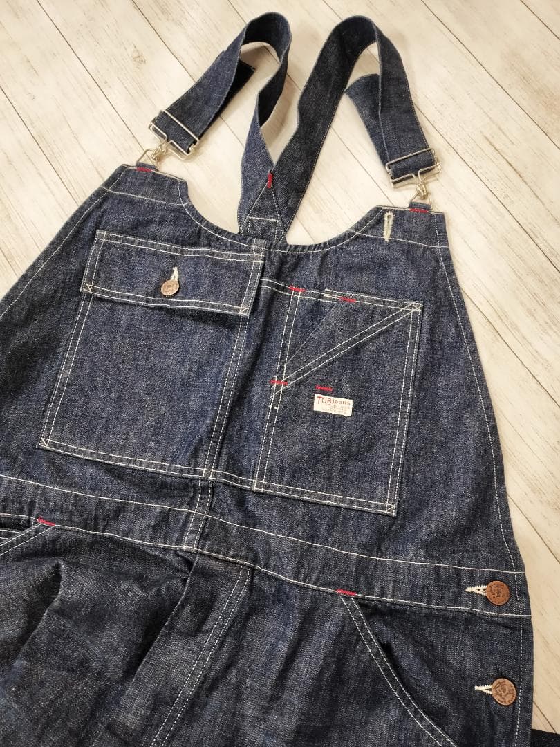 TCBジーンズ/40s復刻/タビーズオーバーオール/ビブ/英字ロゴサスペンダー