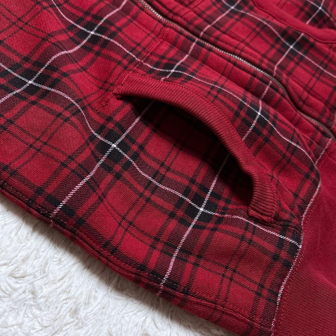 美品/ポロバイラルフローレン　チェックジップアップパーカー　ポニー刺繍　裏起毛