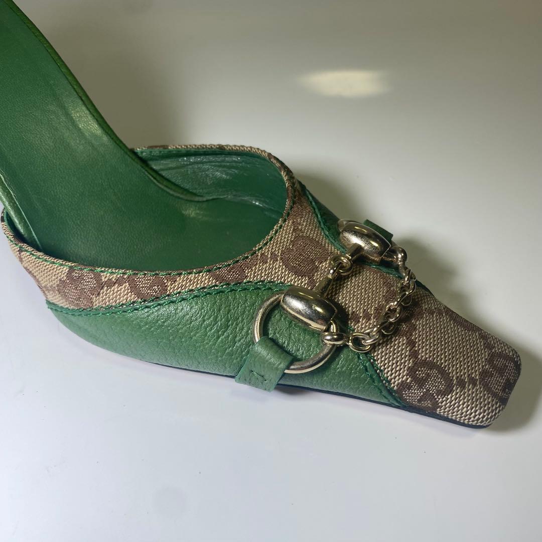 希少色✨美品✨GUCCI ホースビット　GG柄　ミュール ポインテッド