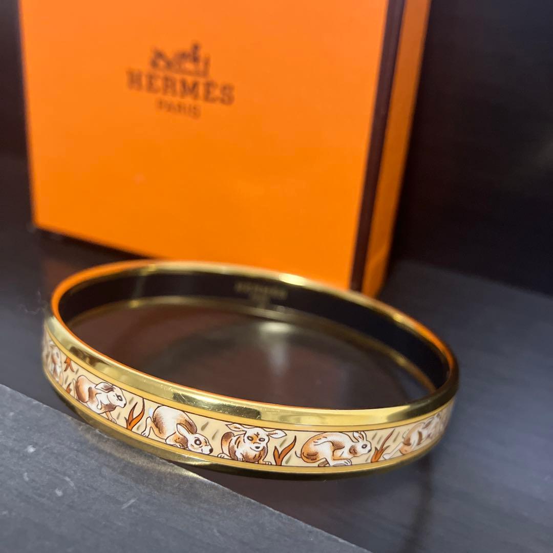 エルメス七宝焼エマイユバングル　ラビット　うさぎ